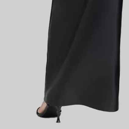 Women’s Black Leather Wide Leg Belted Pant