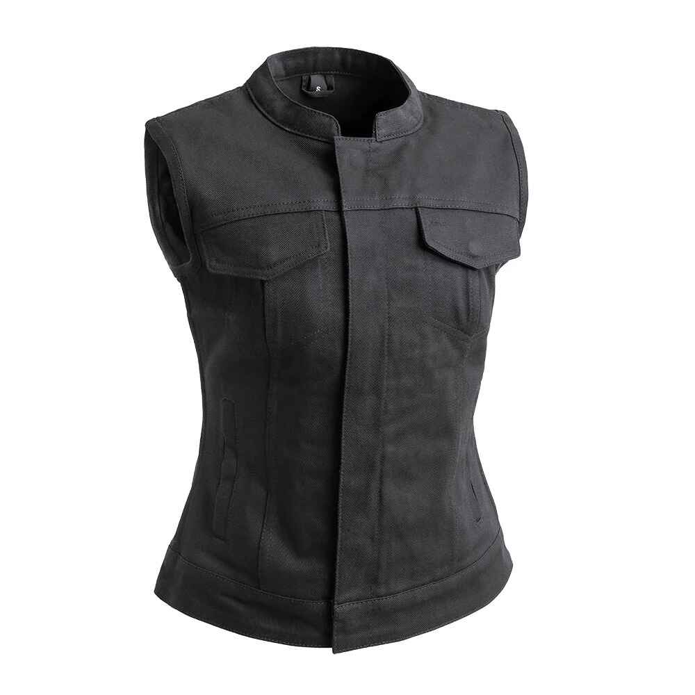 Women's Black Lexy Leather Motorcycle Twill Jacket