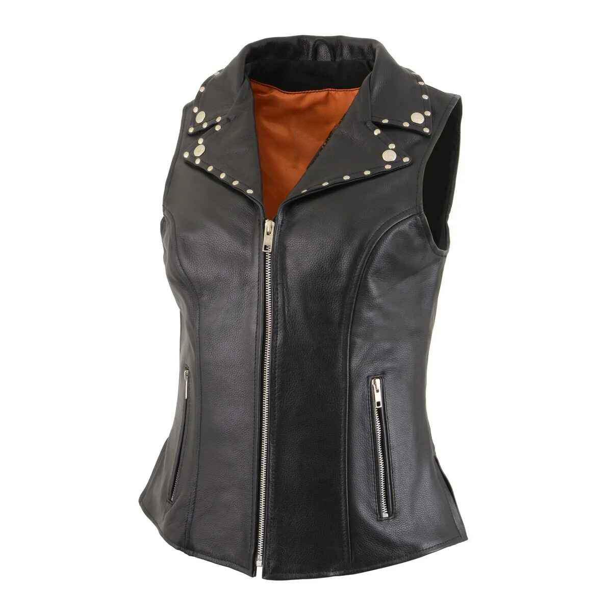 Women's Black Lightweight Leather Vest