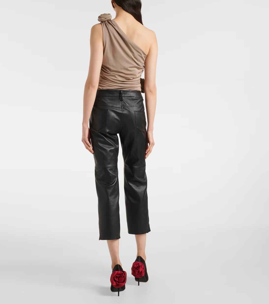 Women's Black Low Rise leather Pants