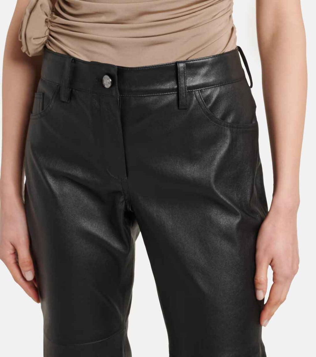 Women's Black Low Rise leather Pants