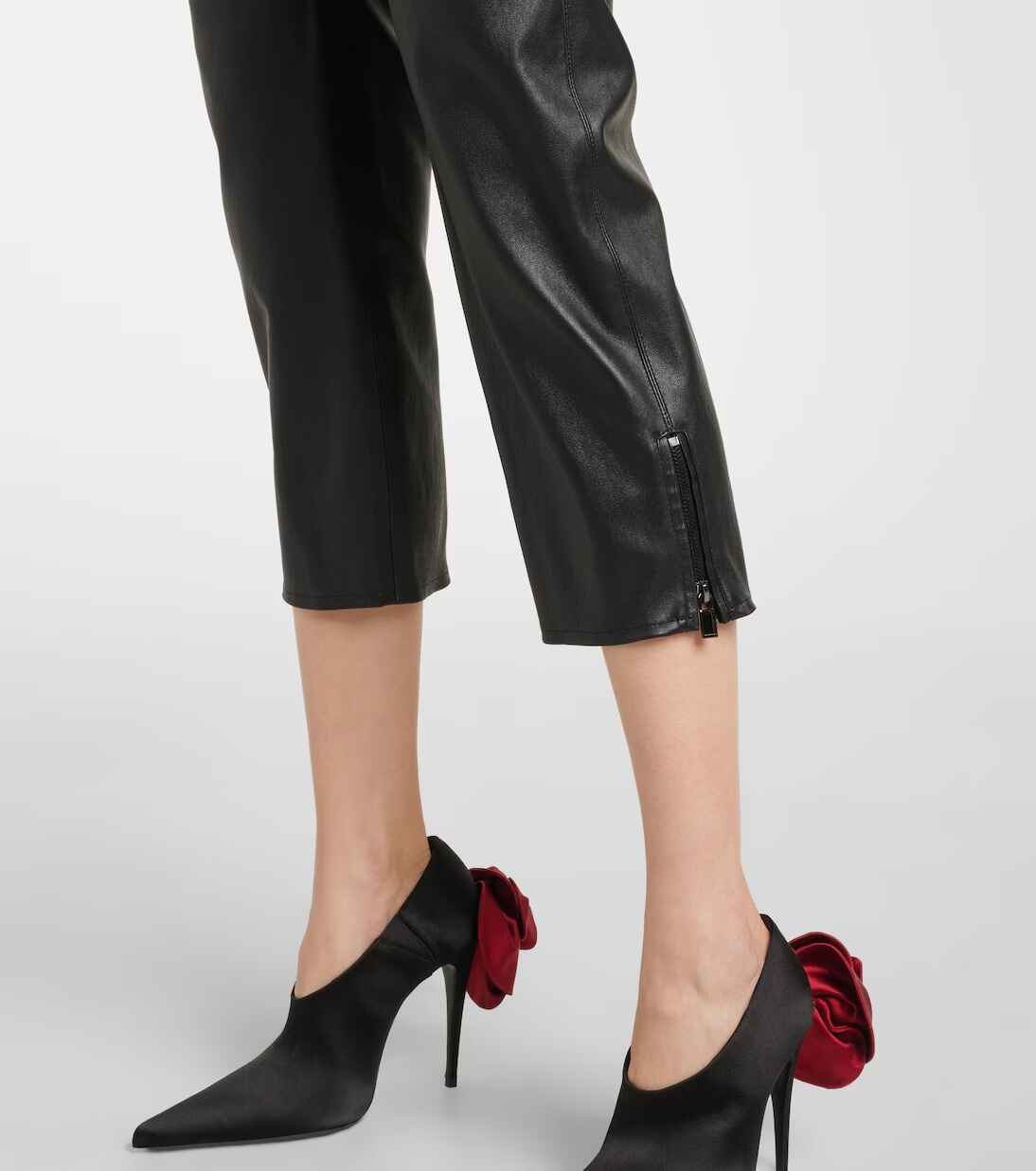 Women's Black Low Rise leather Pants