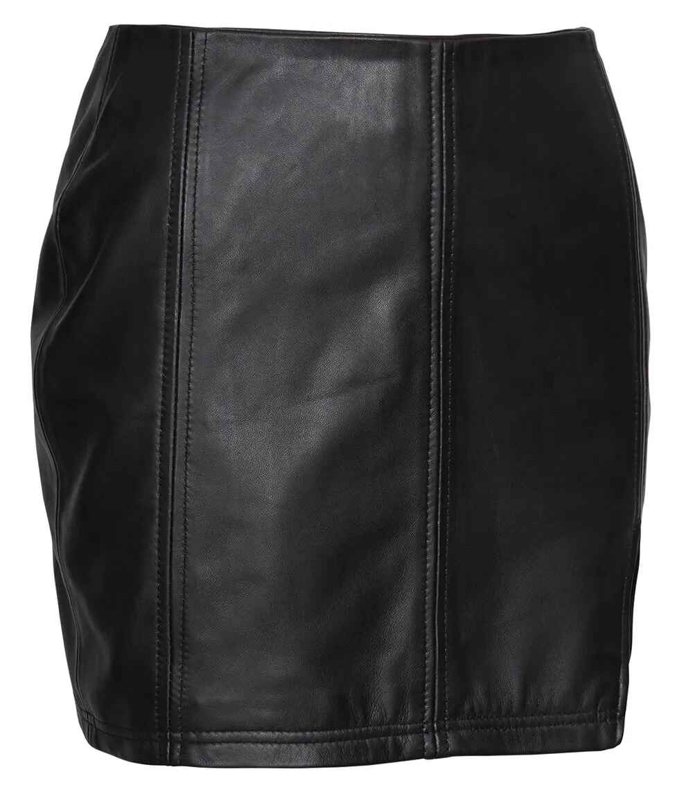 Women's Black Mini Leather Skirt - High Waisted Style