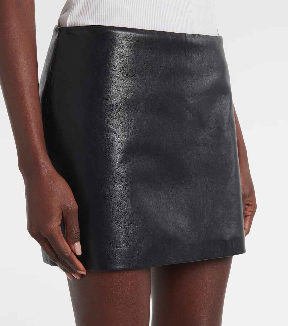 Women's Black Mini Leather Skirt - High Waisted Style