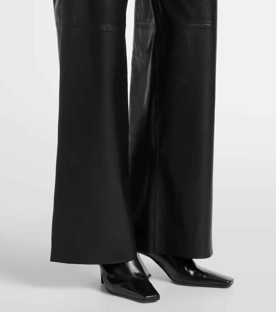 Women's Black Olan Wide Leg Leather Pants