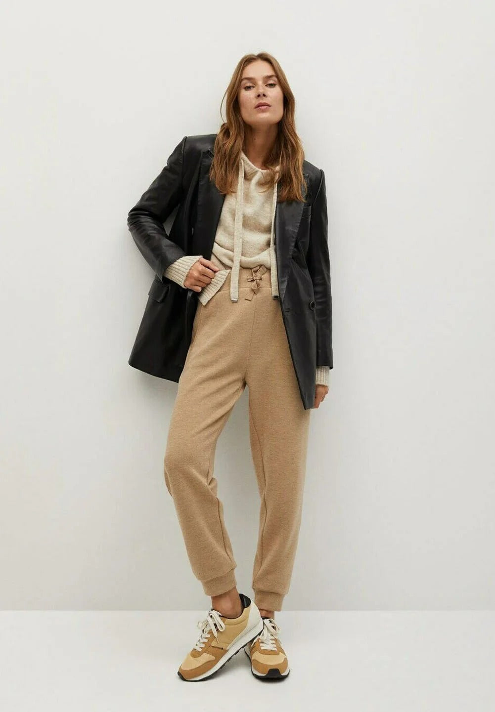 Women’s Black Oversized Fit Single Button Closure Leather Coat