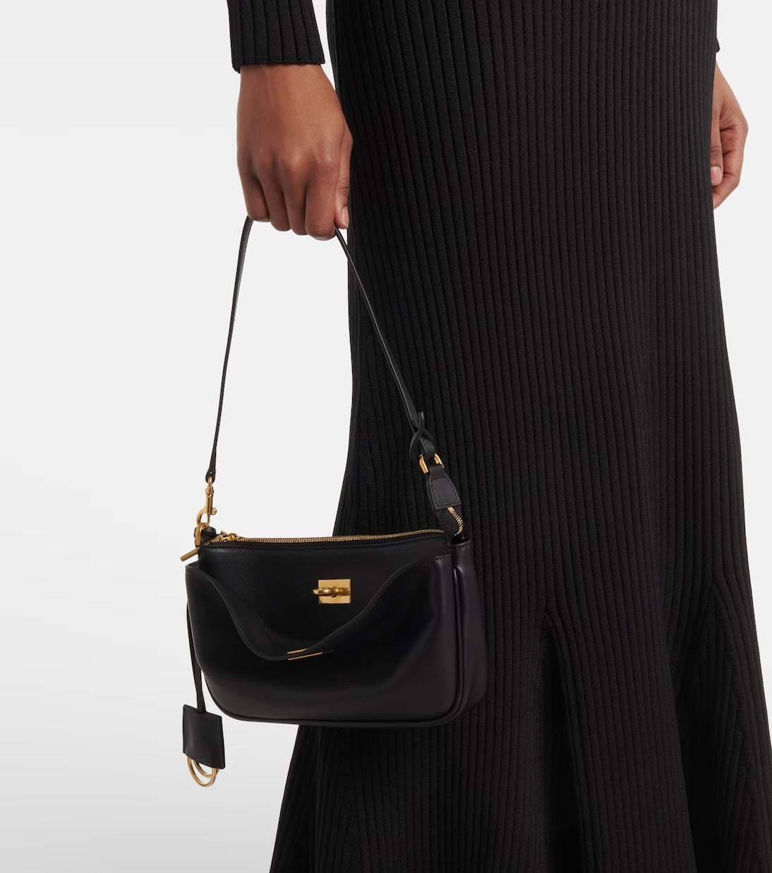 Women's Black Rodeo Sling Pochette Leather Purse