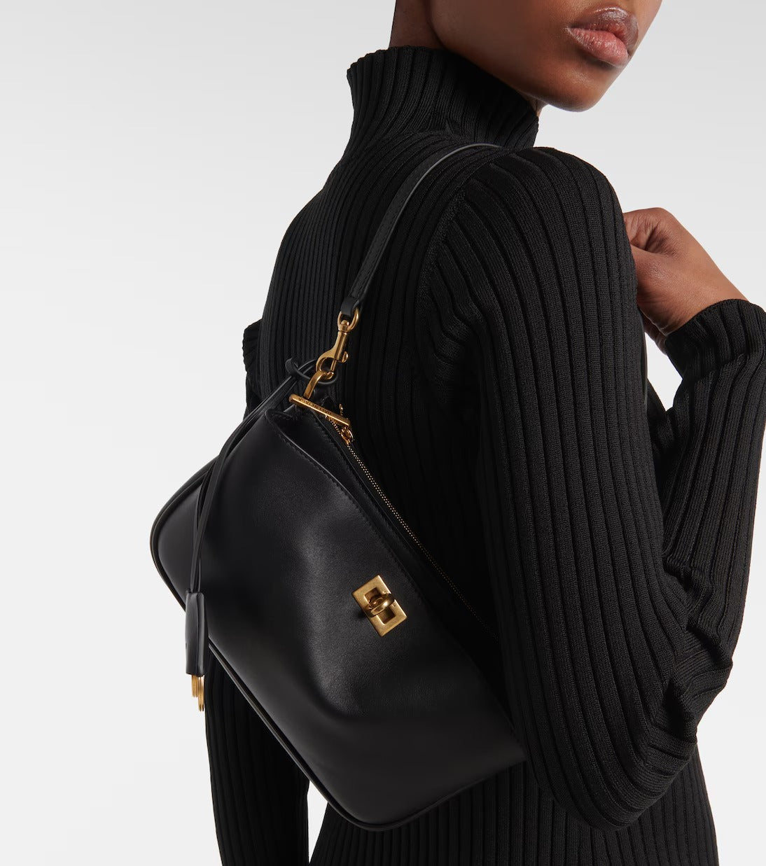 Schwarze Rodeo Sling Pochette aus Leder für Damen