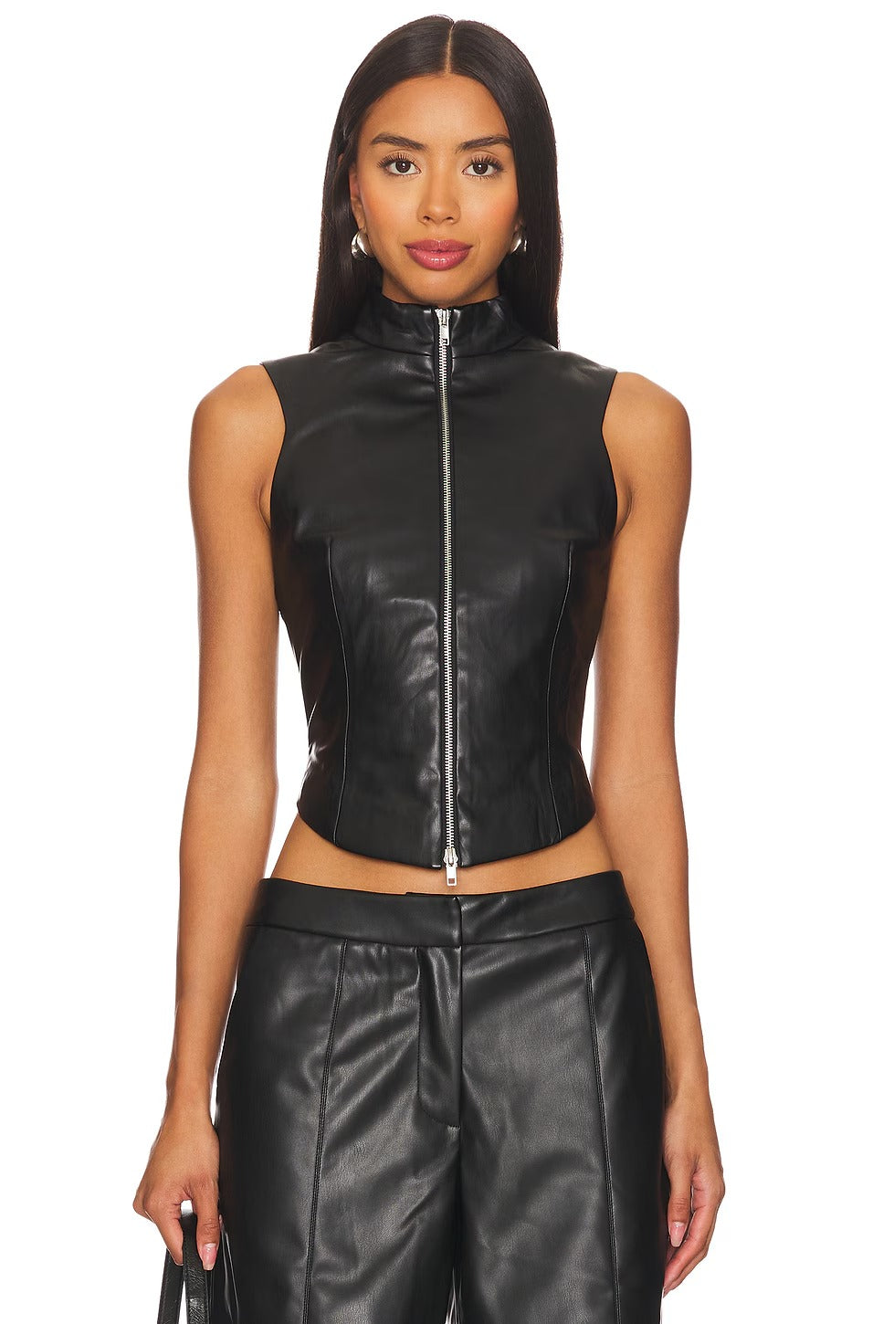 Women's Black Stella Leather Vest