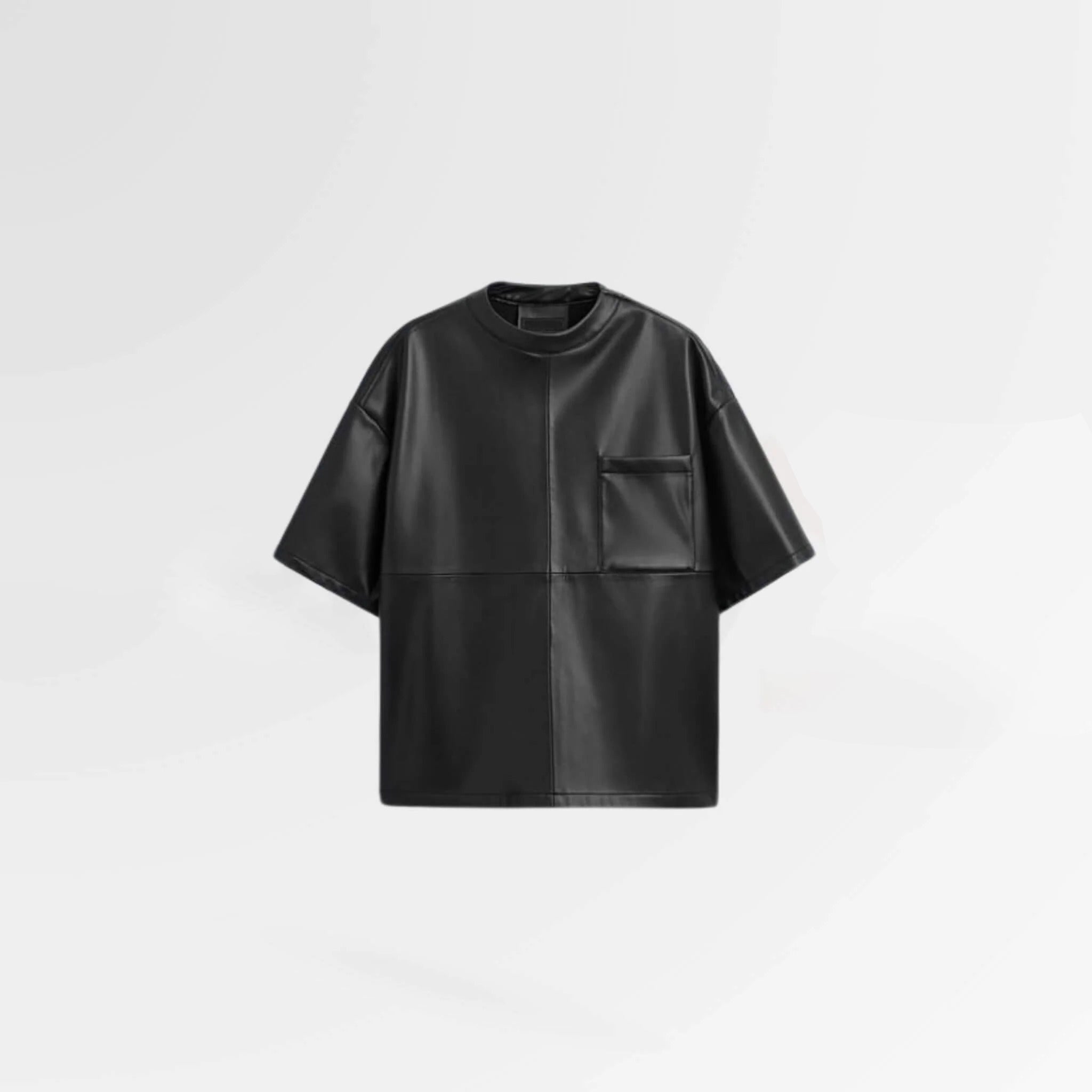Women's Black TEE Leather Shirt