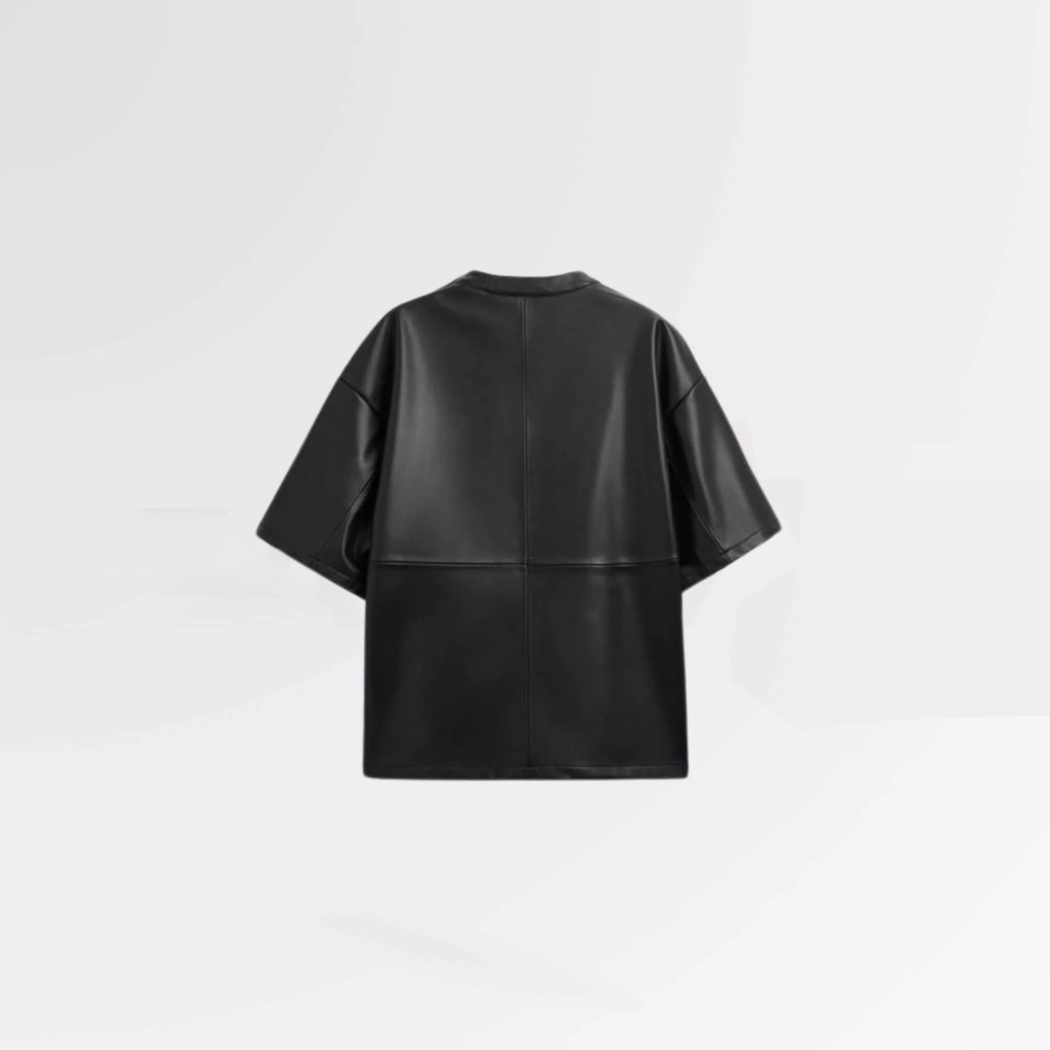 Women's Black TEE Leather Shirt