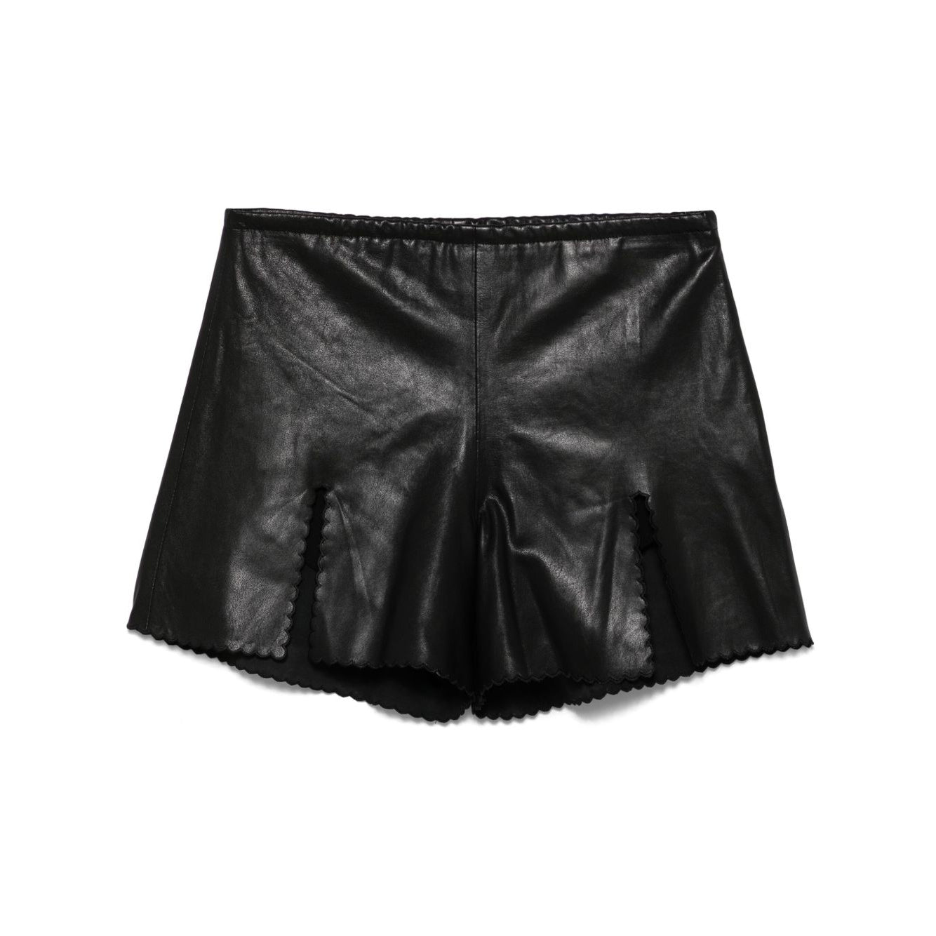 Women's Black Vented Leather Shorts