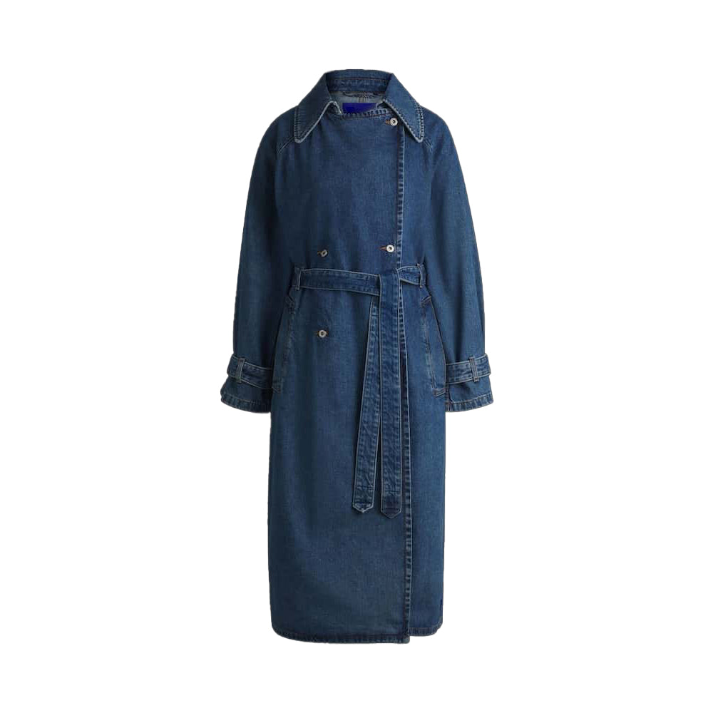 Women's Blue Denim Cotton Trench Coat