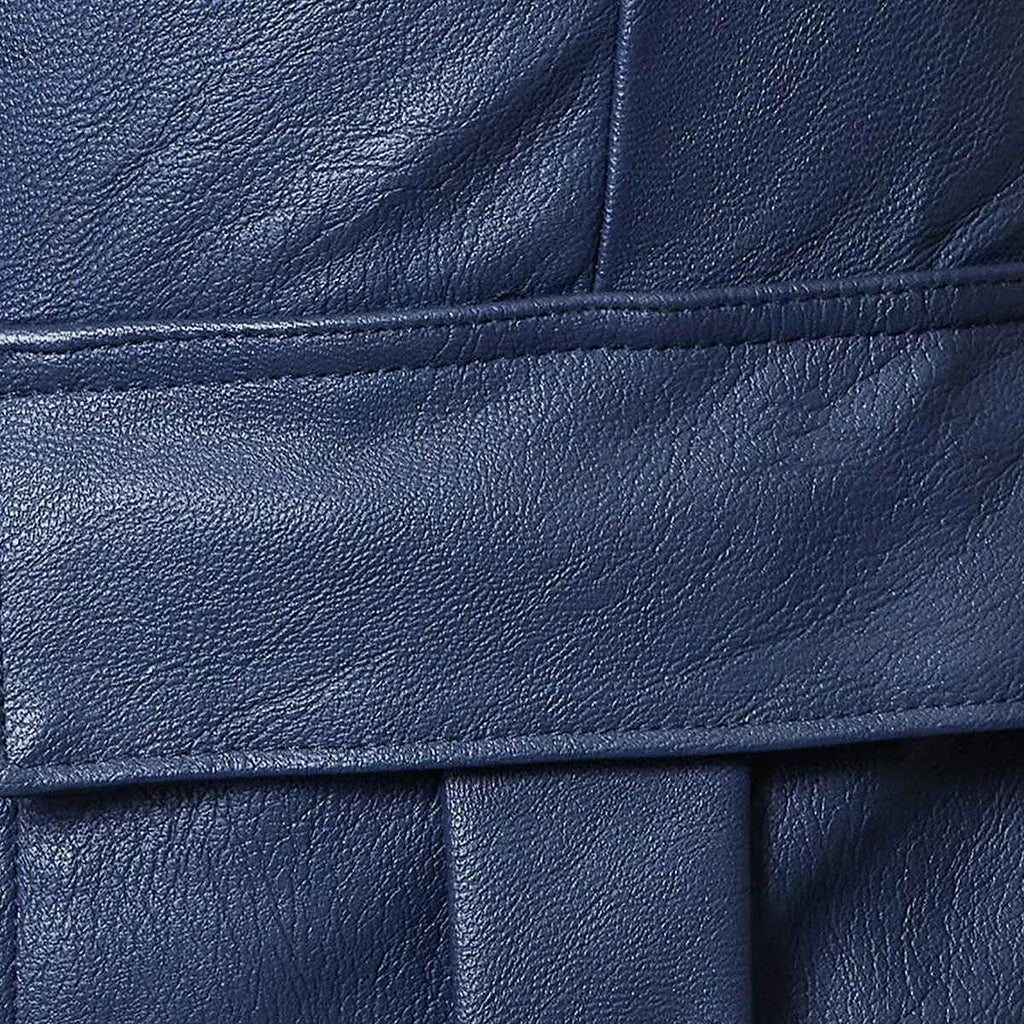 Women’s Blue Leather Cargo Pants