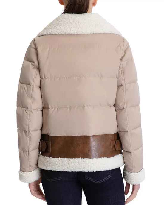 Damen B3 Puffer-Lederjacke aus Shearling in braun