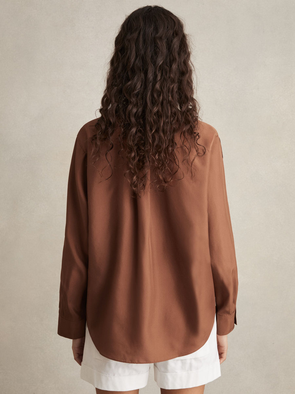 Women's Brown Classic Collar Adjustable Sleeves Shirt