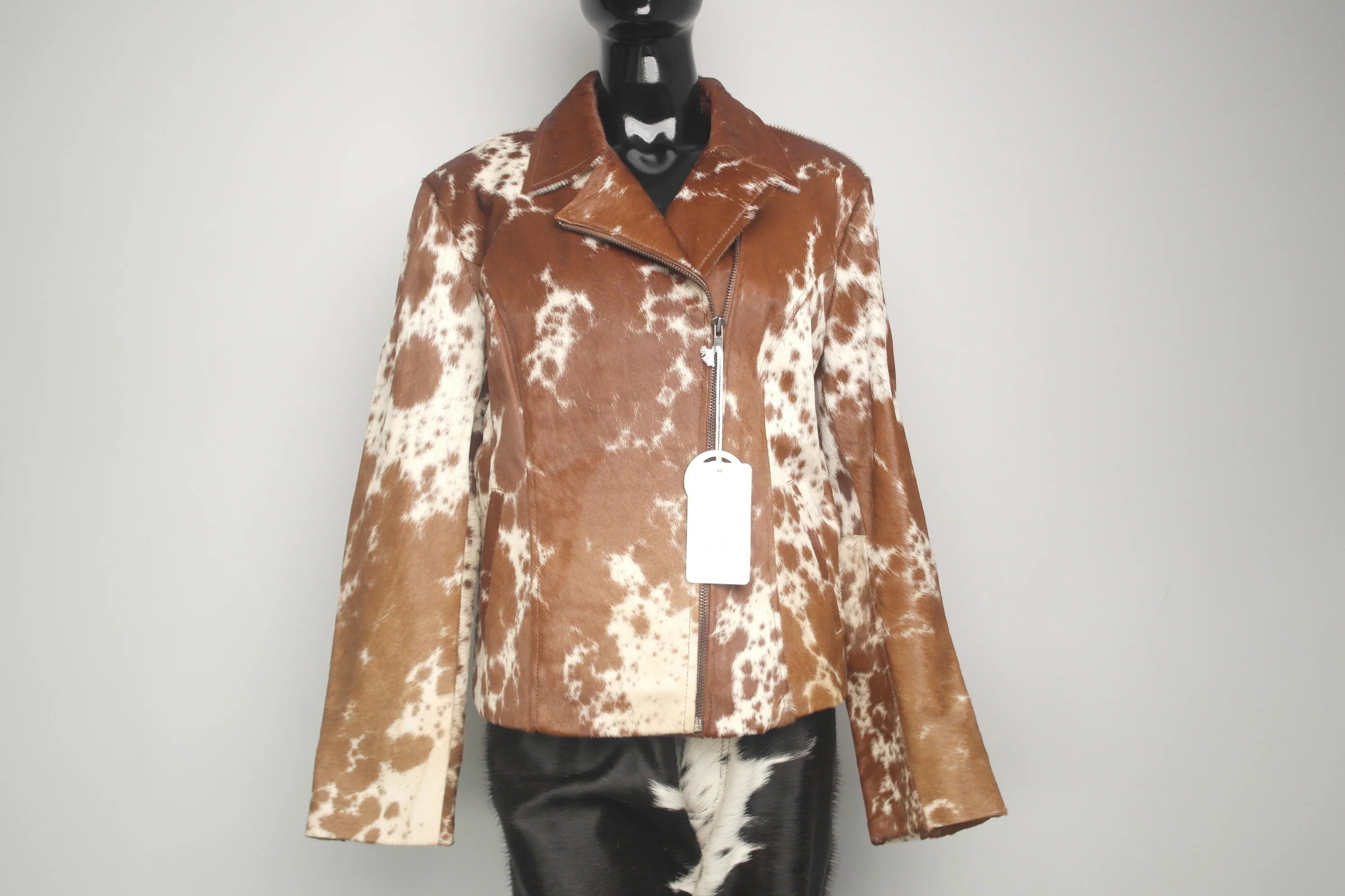 Women's Brown Cow Hair Fringe Style Leather Jacket