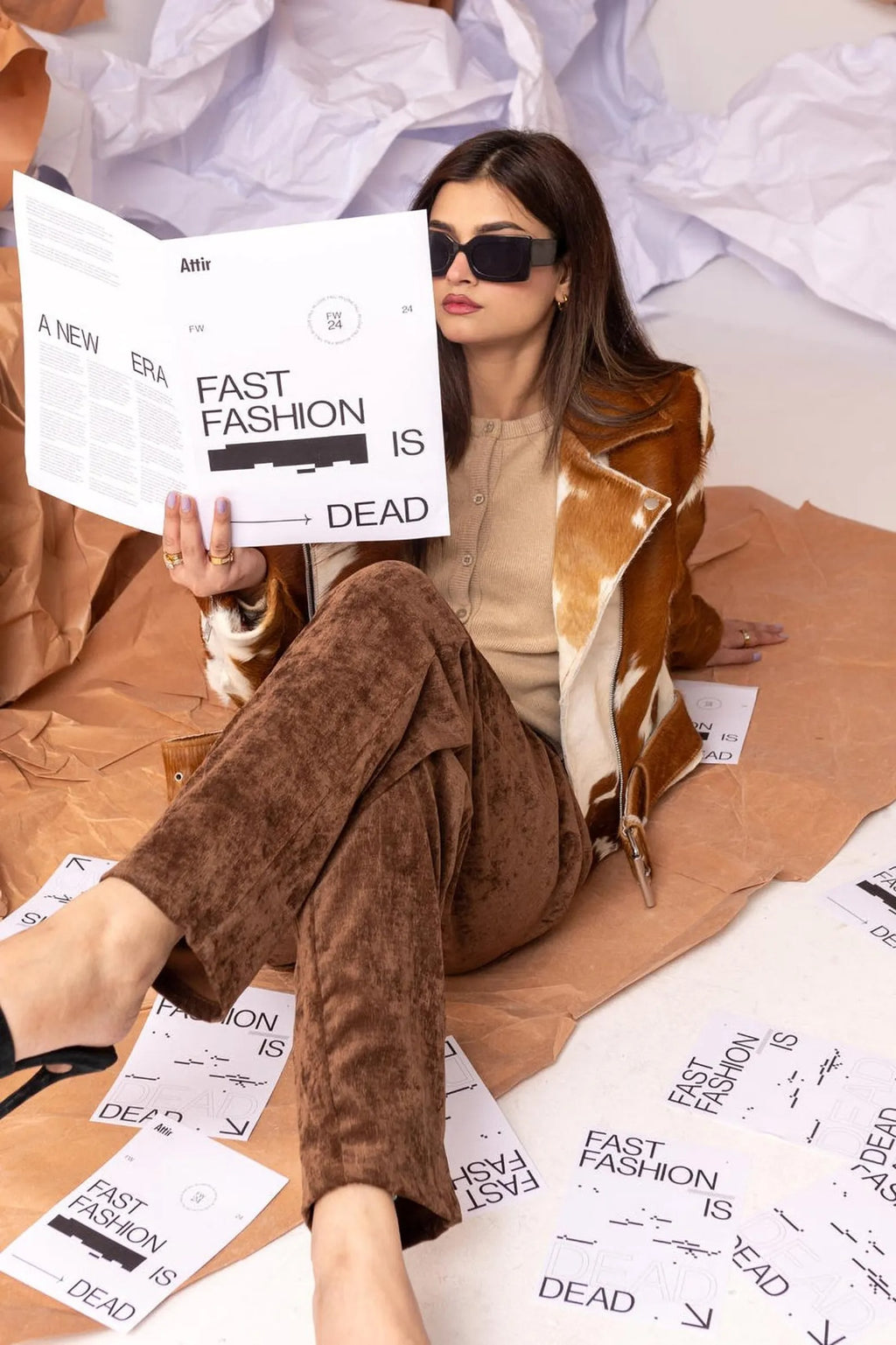 Women's Brown Cow Hair Leather Jacket