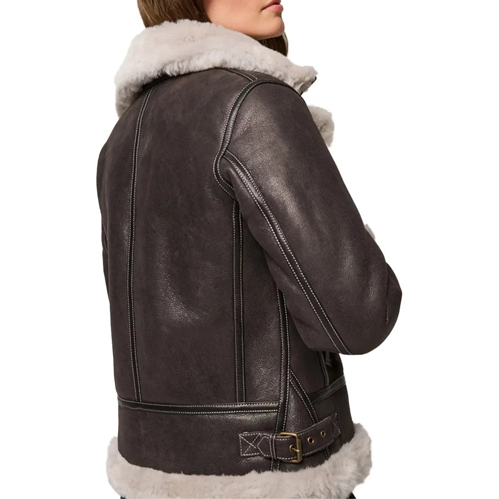 Women's Brown Fur Shearling Jacket