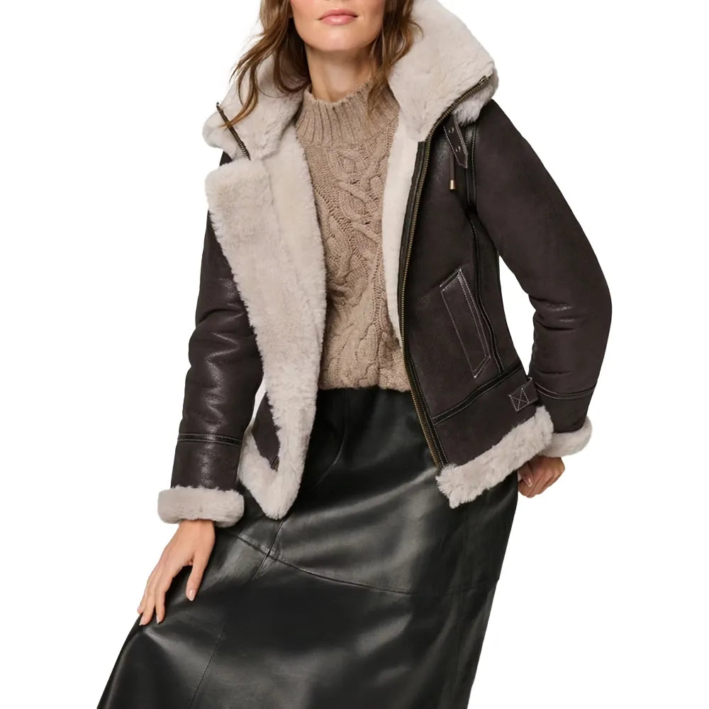 Women's Brown Fur Shearling Jacket