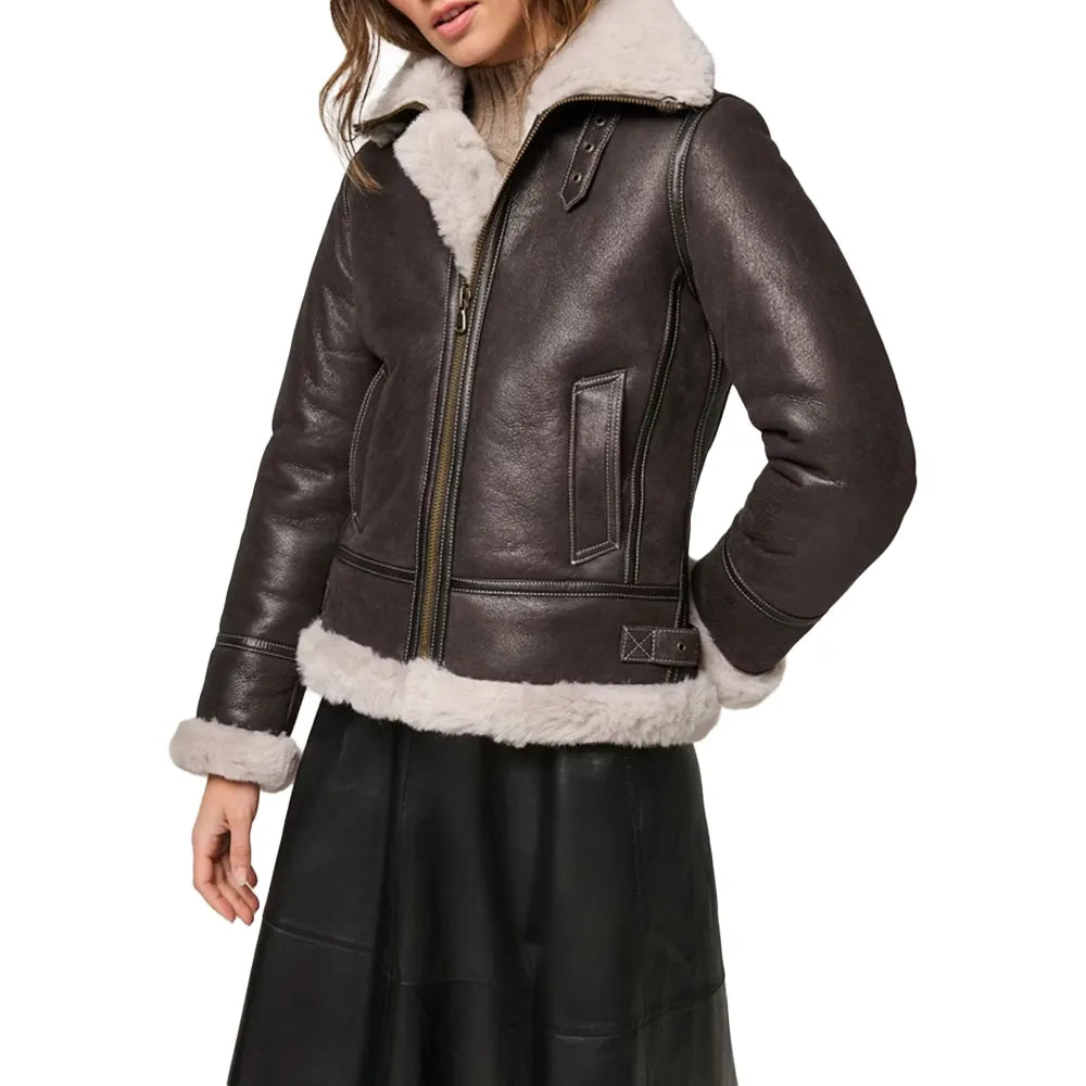 Women's Brown Fur Shearling Jacket