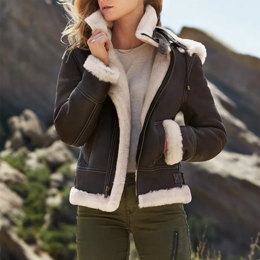 Women's Brown Fur Shearling Jacket