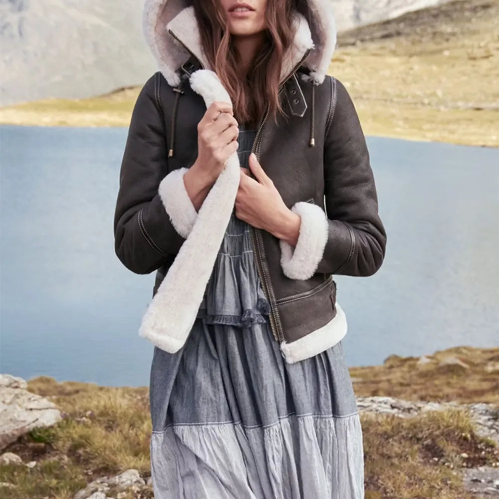 Women's Brown Fur Shearling Jacket