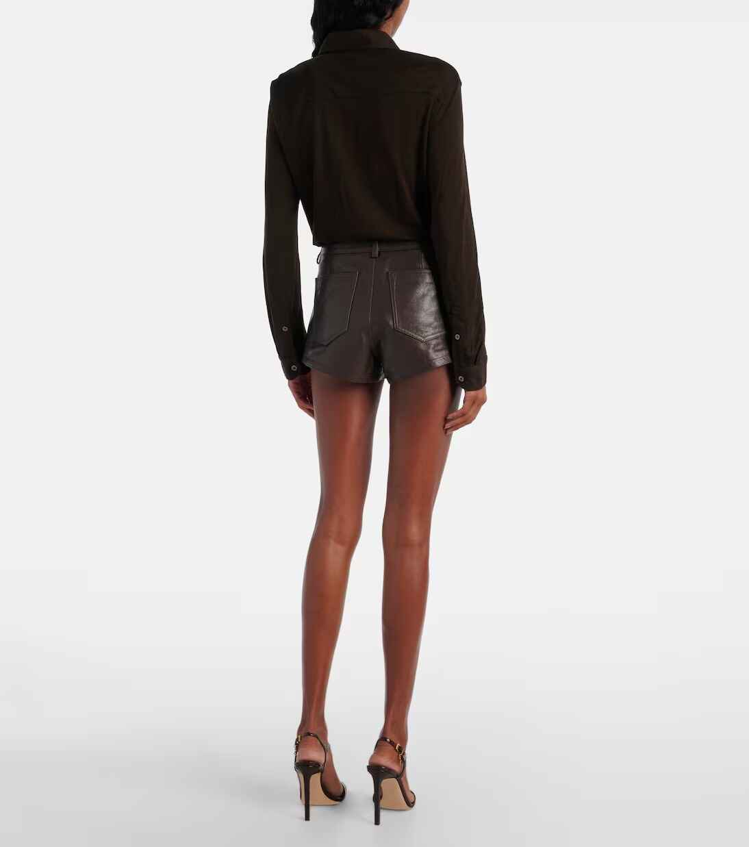 Women's Brown Lamb Leather Shorts