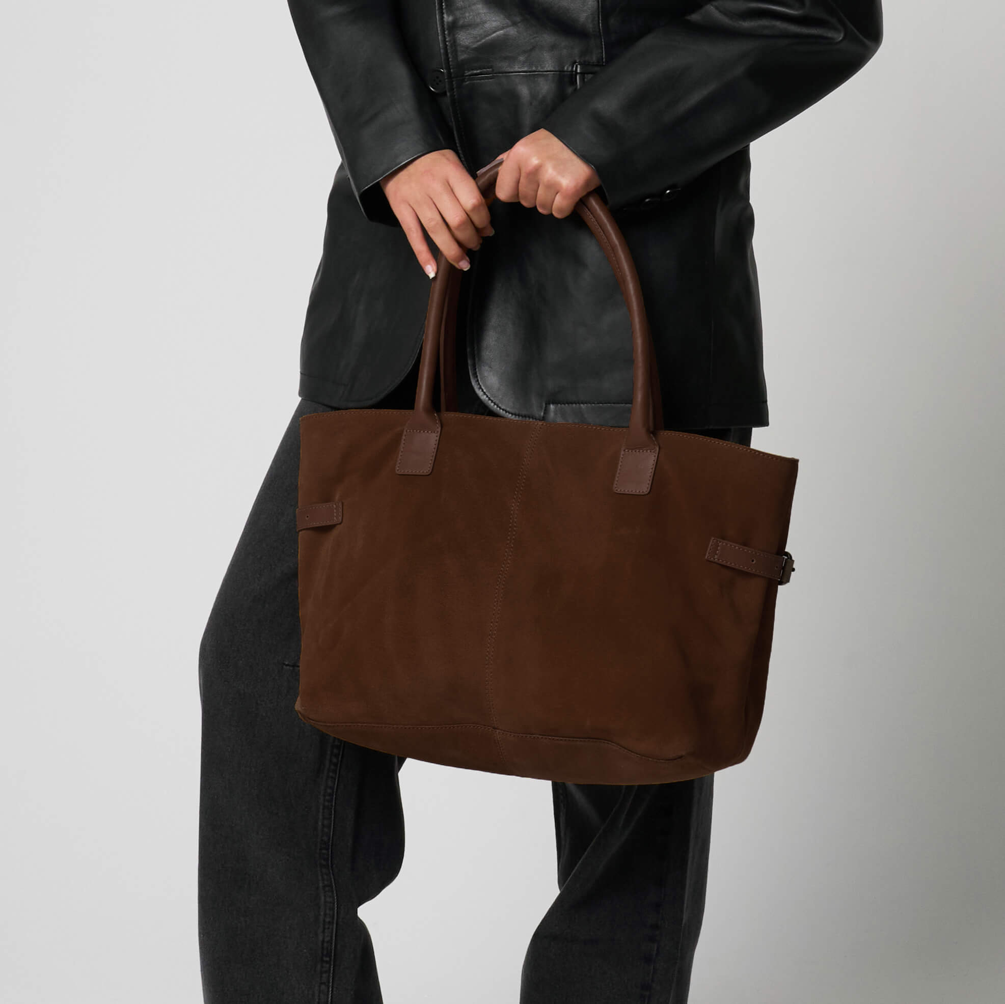 Women's Brown Suede Leather Everyday Essentials Bag
