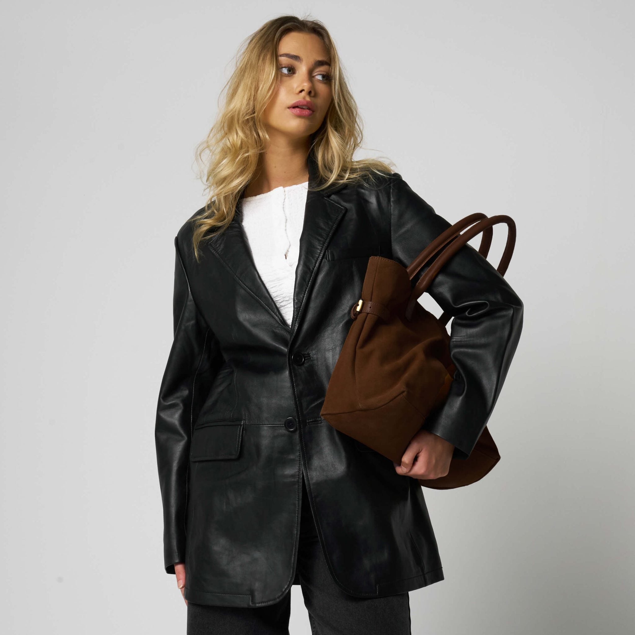 Women's Brown Suede Leather Everyday Essentials Bag