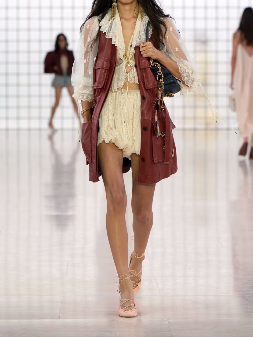 Women's Buckled Leather Vest