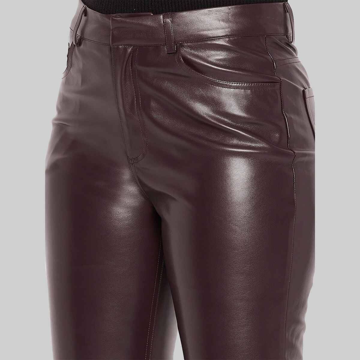 Women’s Burgundy Leather Pant