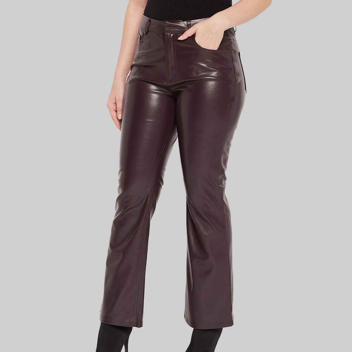 Women’s Burgundy Leather Pant