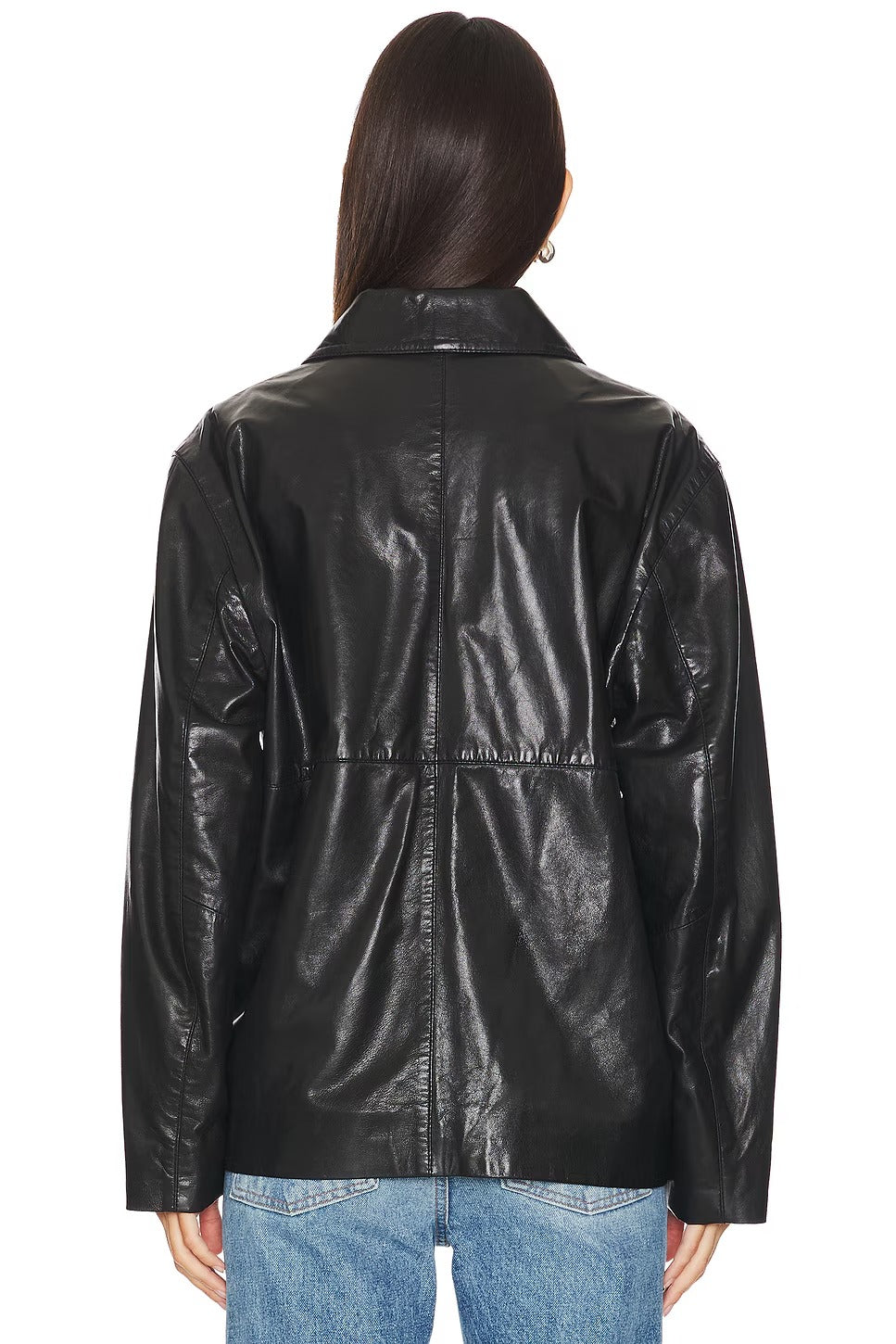Women's Collar Simple Leather Jacket