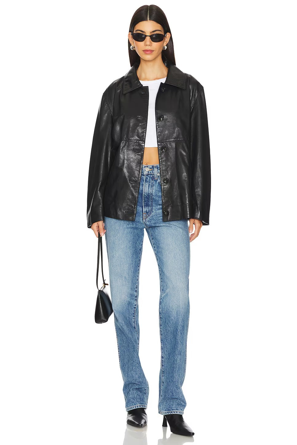 Women's Collar Simple Leather Jacket