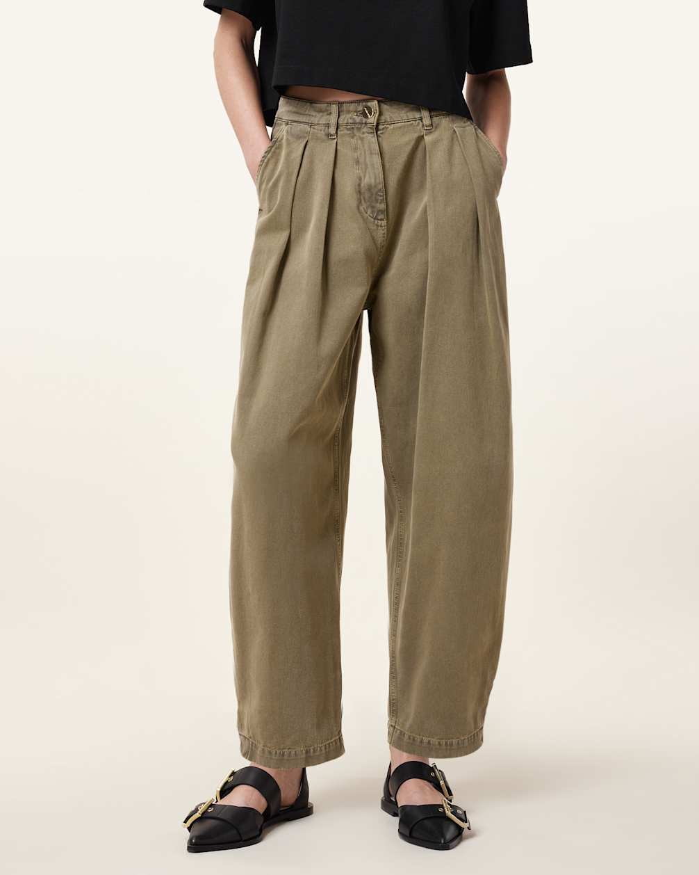 Women's Cotton Barrel Leg Denim Pants