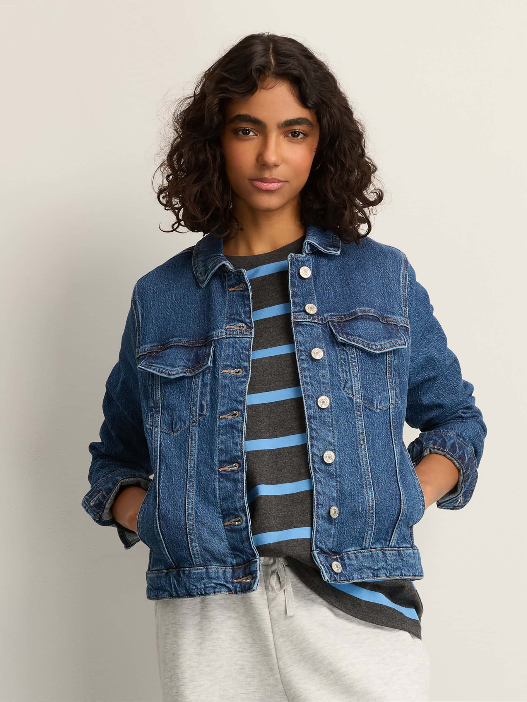 Women's Cotton Blend Blue Denim Jacket
