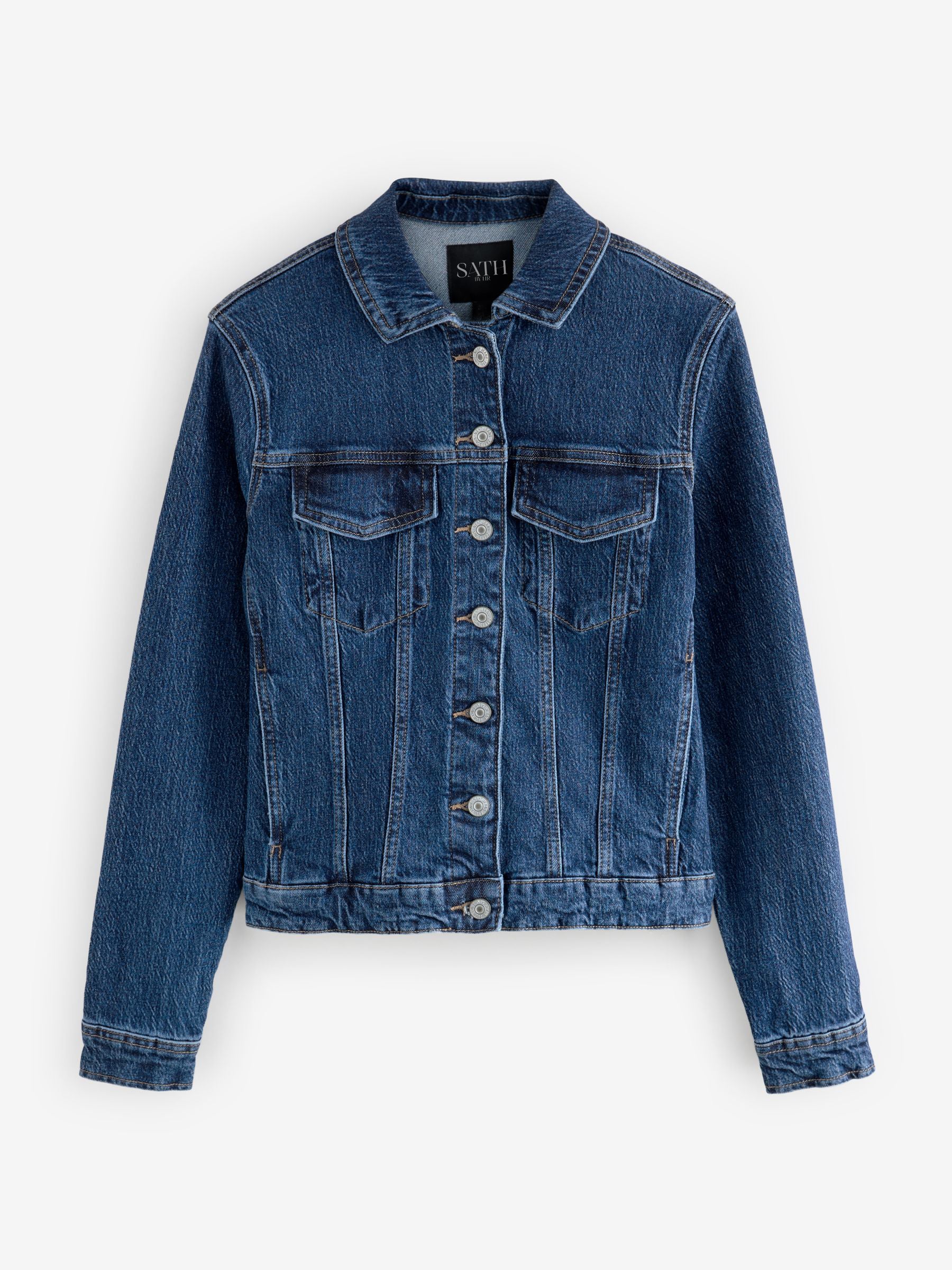 Women's Cotton Blend Dark Blue Denim Jacket