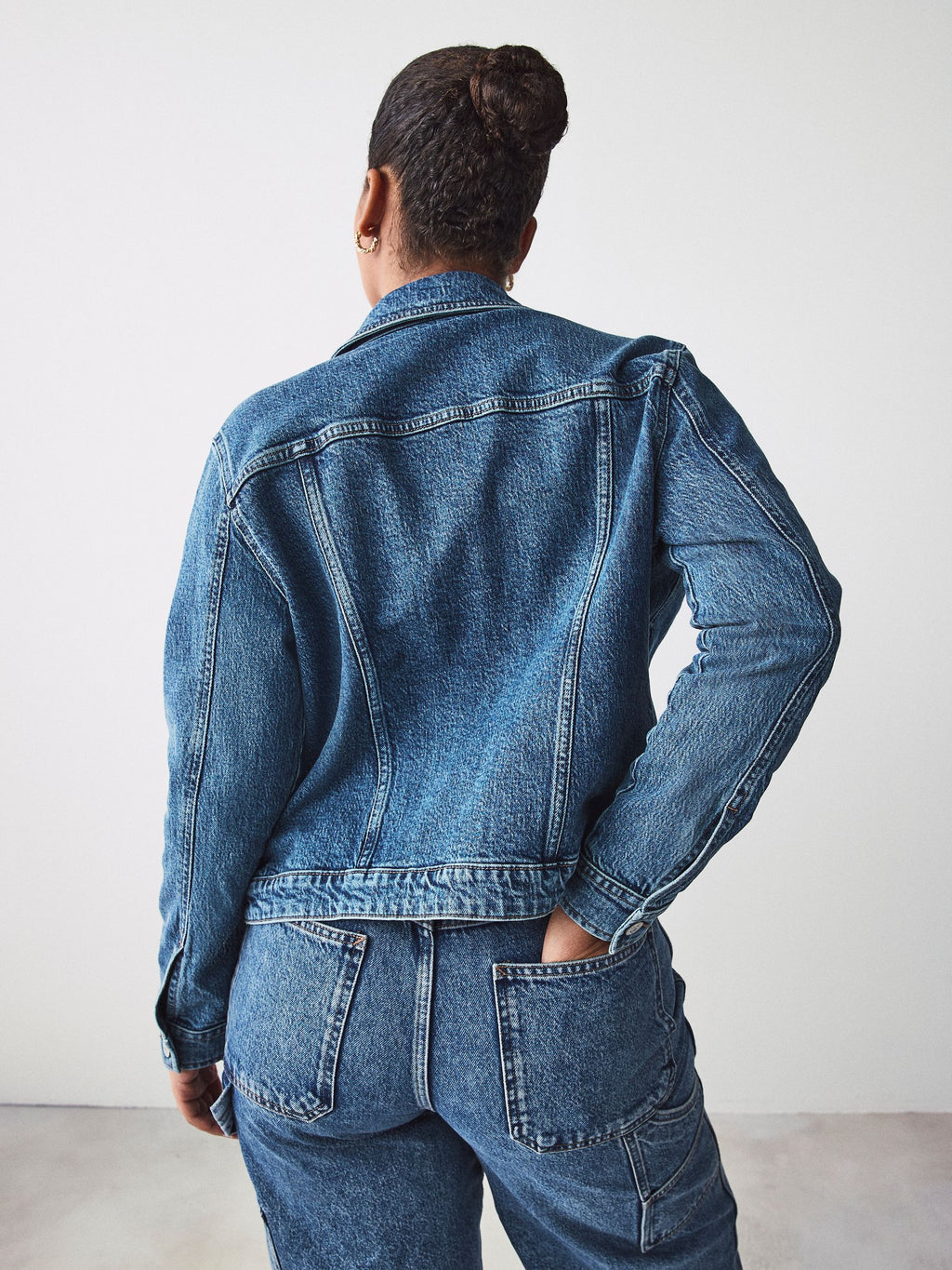 Women's Cotton Blend Dark Blue Denim Jacket