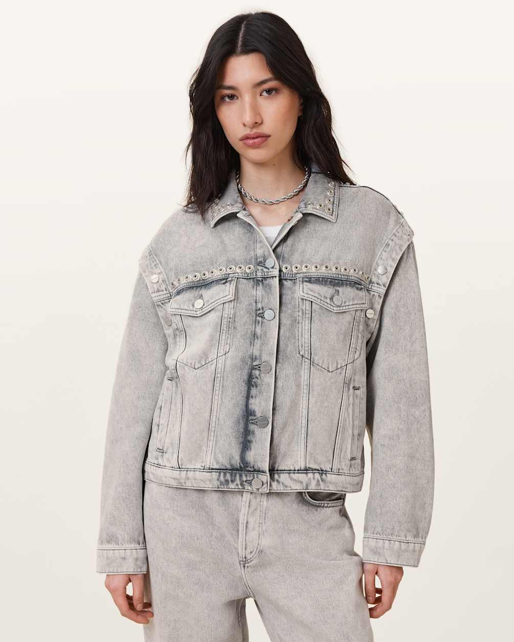 Women's Cotton Studded Denim Jacket