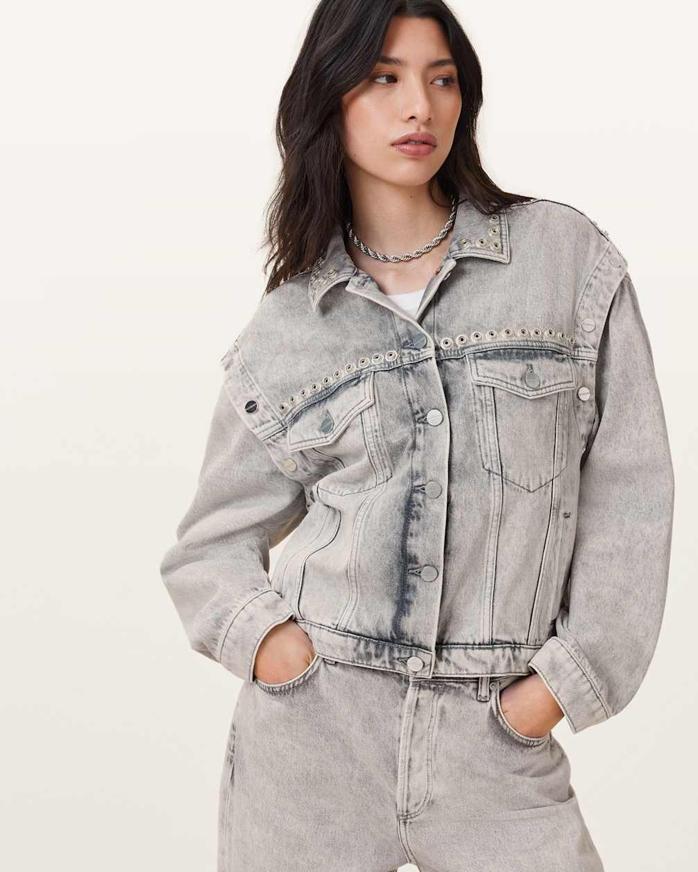 Women's Cotton Studded Denim Jacket