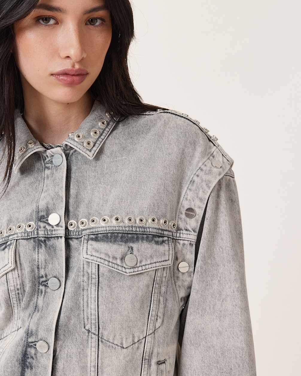 Women's Cotton Studded Denim Jacket