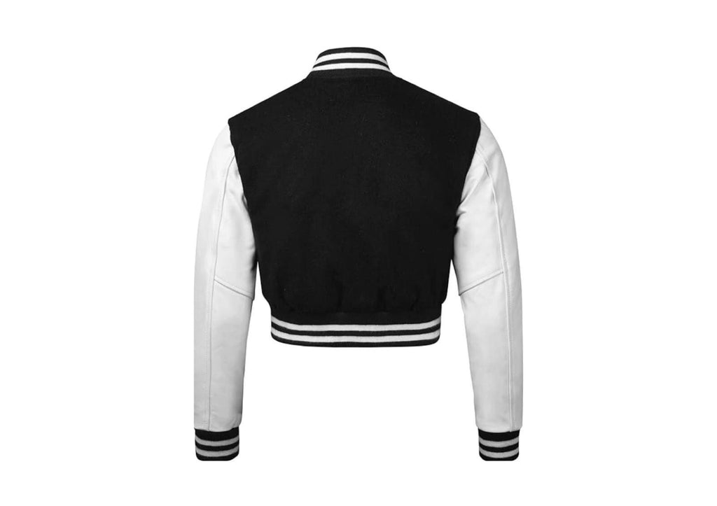 Damen Cropped Varisty Jacke Schwarz