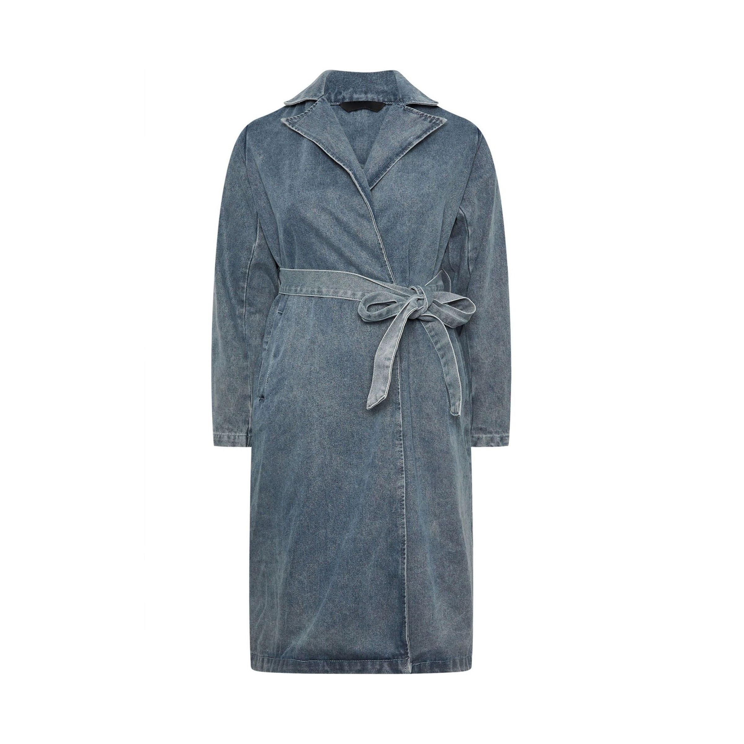Women's Curve Blue Longline Denim Trench Coat