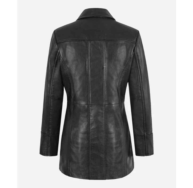 Women's DOLLY Long Length Leather Short Trench Coat