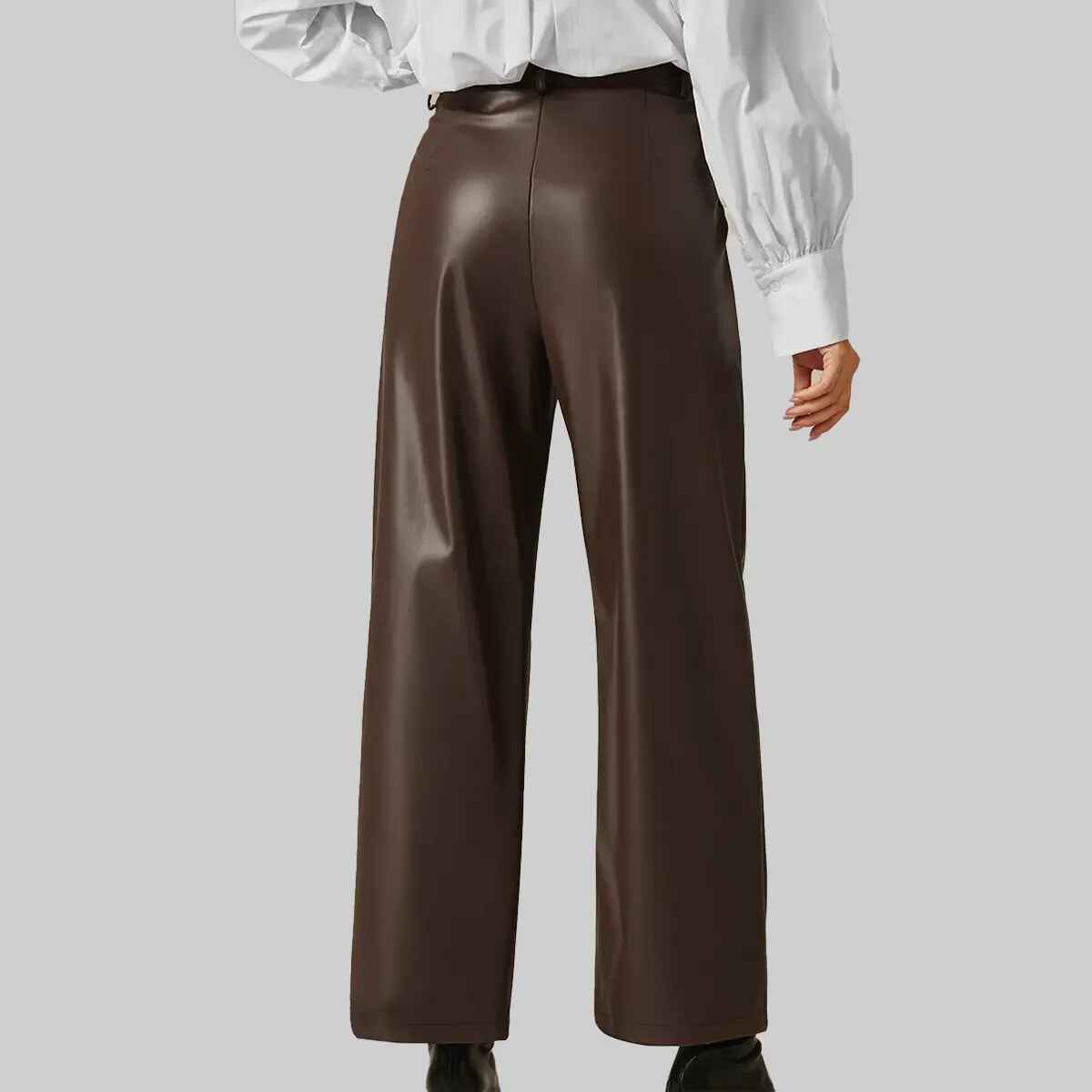 Women’s Dark Brown Leather Pant Wide