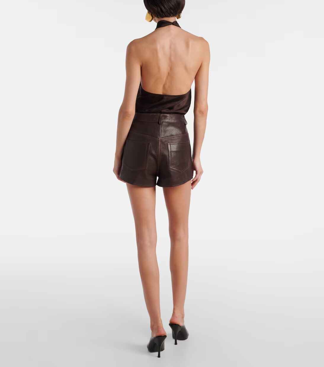 Women's Dark Brown Leontine Leather Shorts