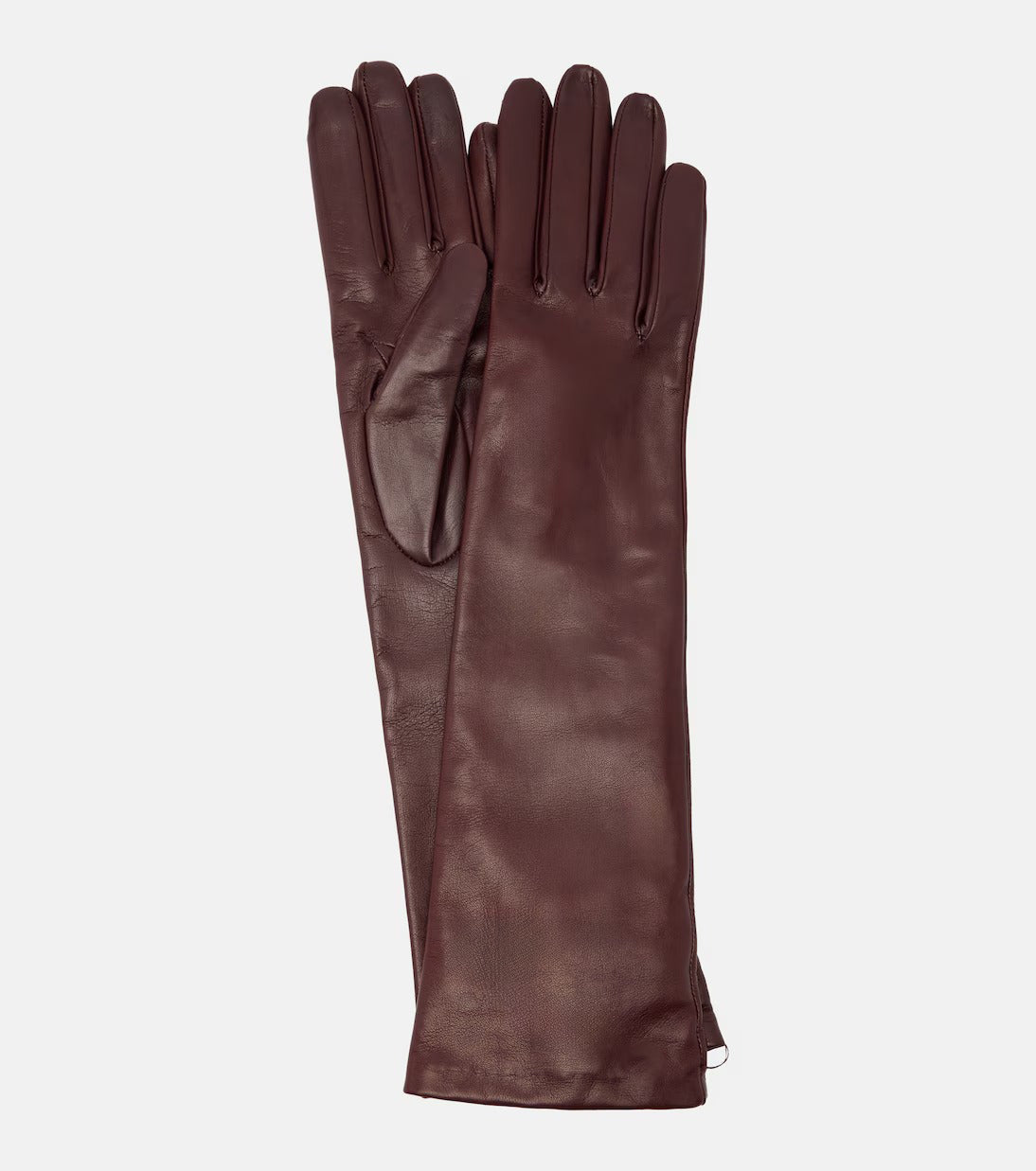 Women's Dark Brown Long Leather Gloves