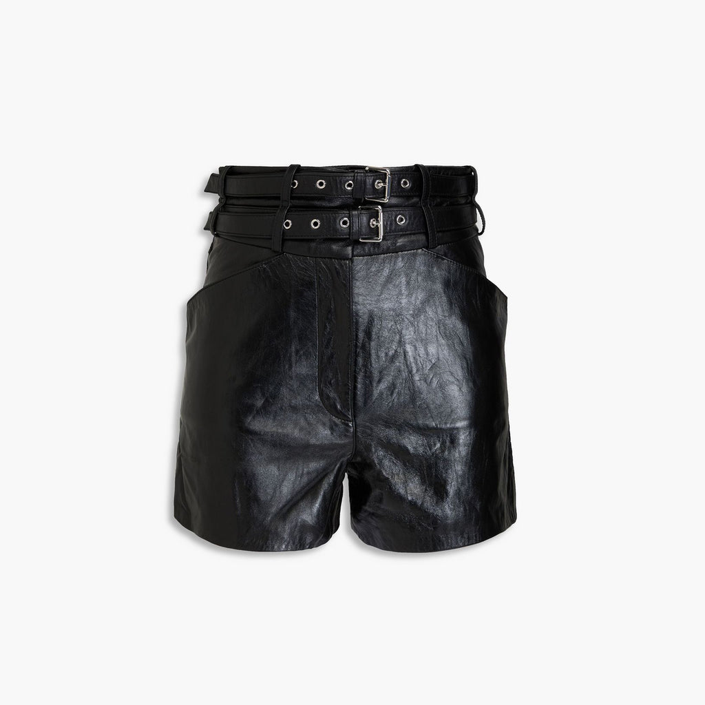 Women's Detachable Belt Leather Shorts