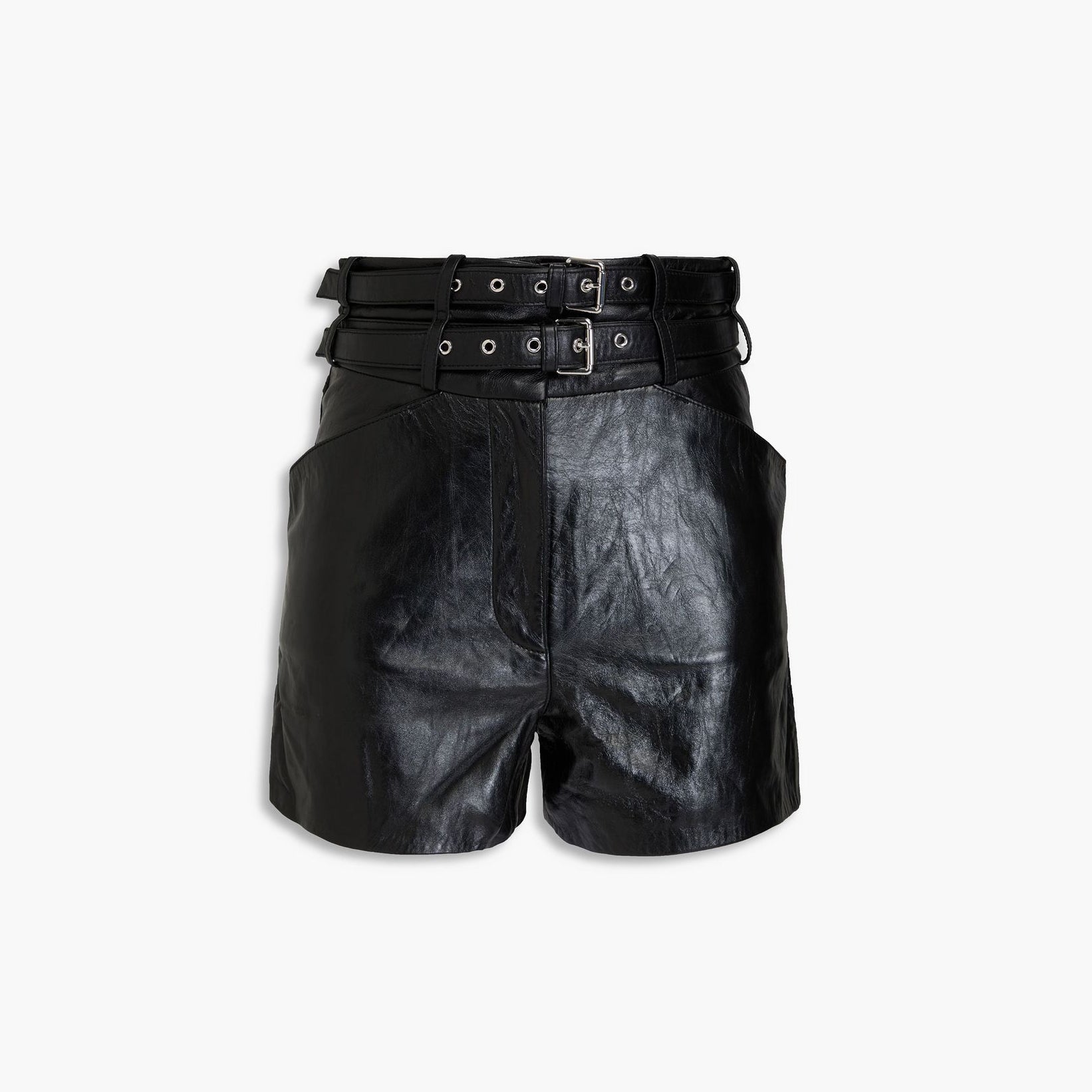 Women's Detachable Belt Leather Shorts